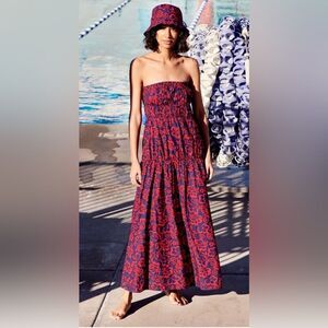Anthropologie Sundry Aloha Floral Red Maxi Dress XL Extra Large
